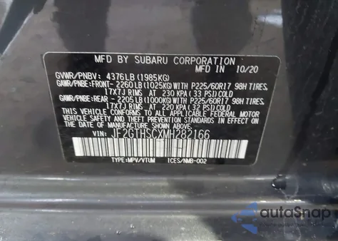 2021 Subaru Crosstrek Sport z USA, uszkodzony, nr VIN JF2GTHSCXMH282166